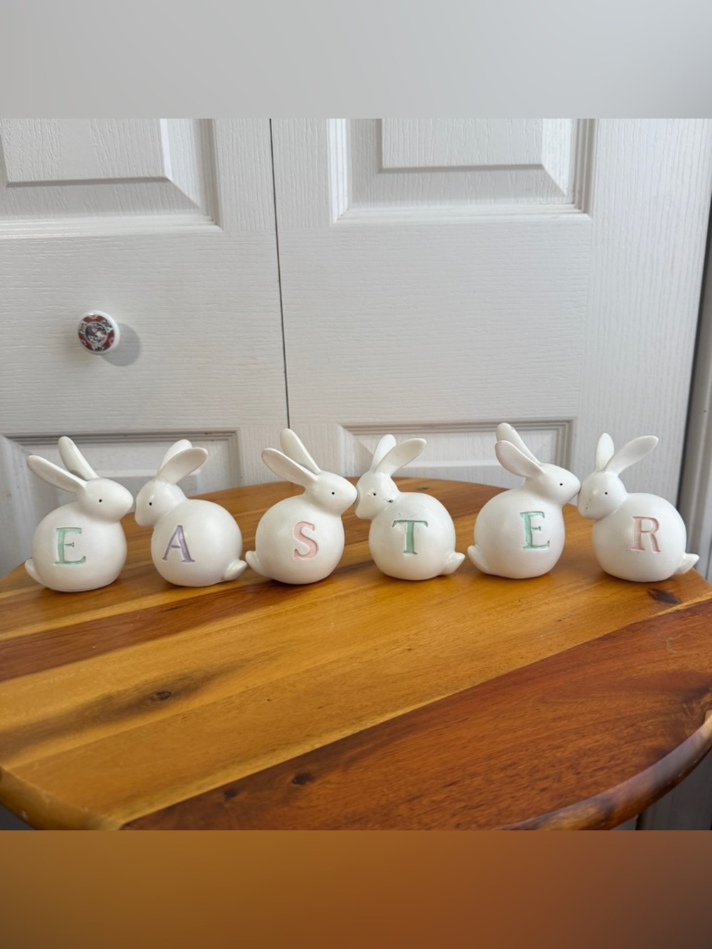 Cottontail Lane 6 piece bunny figures Easter spell out